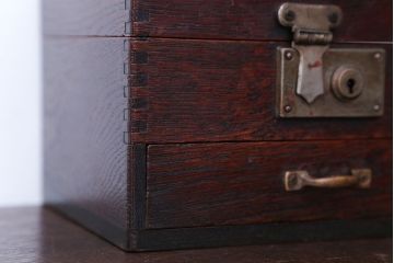 アンティーク雑貨　和製アンティーク　古いナラ材の小さな木箱