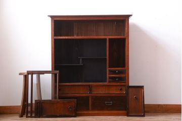 アンティーク家具　古民具・骨董　黒柿材と欅材!アンティーク茶箪笥