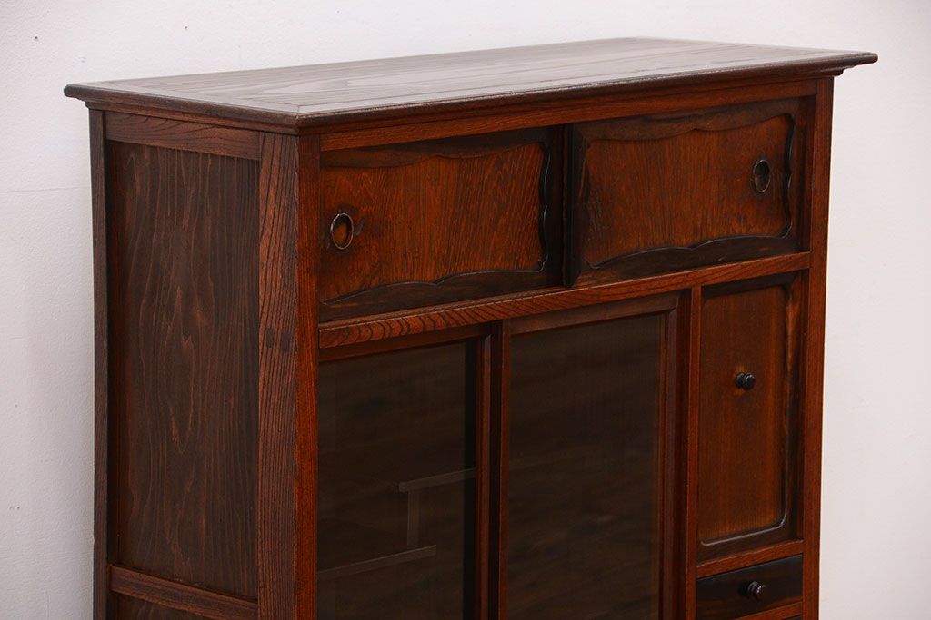 アンティーク家具　古民具・骨董　黒柿材と欅材!アンティーク茶箪笥