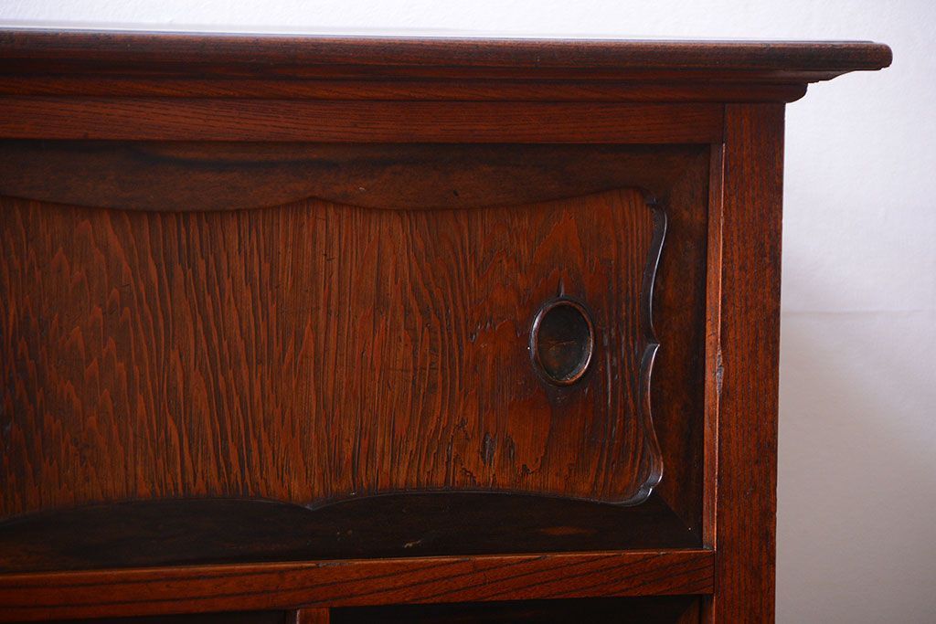 アンティーク家具　古民具・骨董　黒柿材と欅材!アンティーク茶箪笥