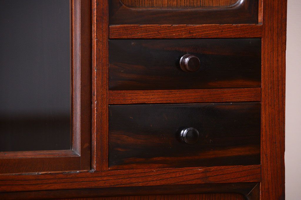 アンティーク家具　古民具・骨董　黒柿材と欅材!アンティーク茶箪笥