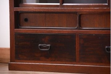 アンティーク家具　古民具・骨董　黒柿材と欅材!アンティーク茶箪笥