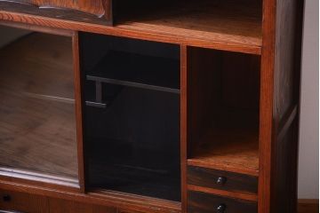 アンティーク家具　古民具・骨董　黒柿材と欅材!アンティーク茶箪笥