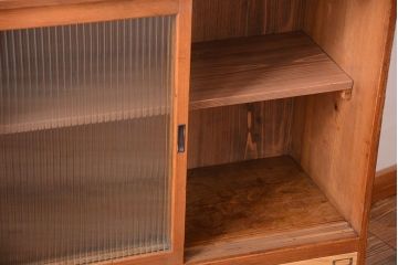 アンティーク家具　和製アンティーク　引き出し5杯付き!モールガラス引き戸の収納棚