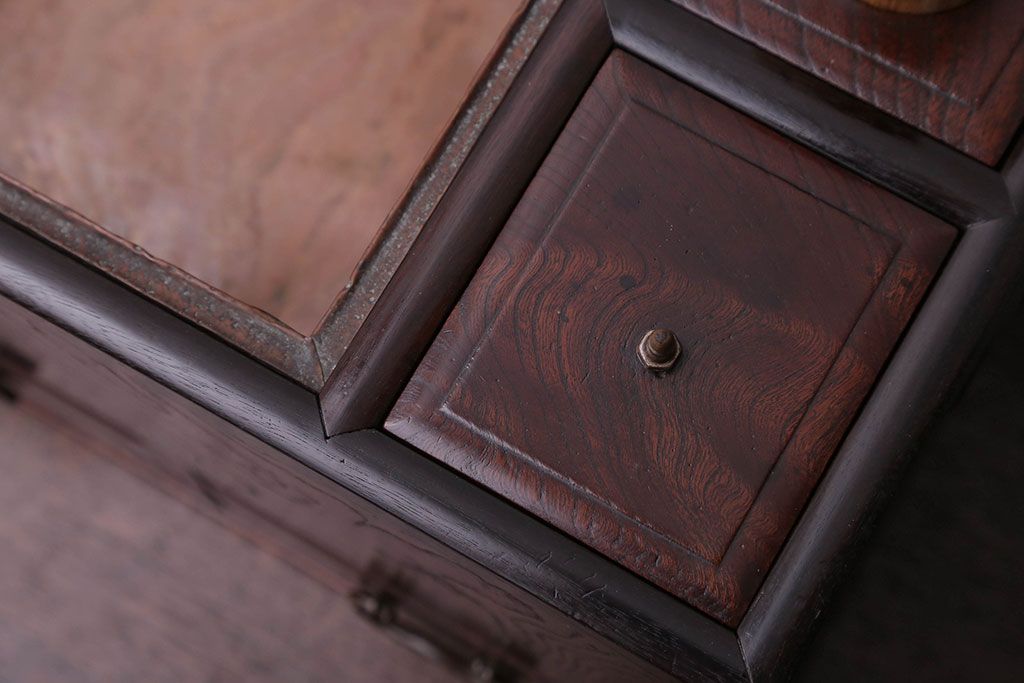 古民具・骨董　とても小さな総欅材のアンティーク火鉢