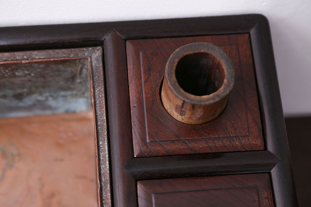 古民具・骨董　とても小さな総欅材のアンティーク火鉢