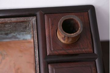古民具・骨董　とても小さな総欅材のアンティーク火鉢