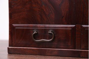 古民具・骨董　とても小さな総欅材のアンティーク火鉢