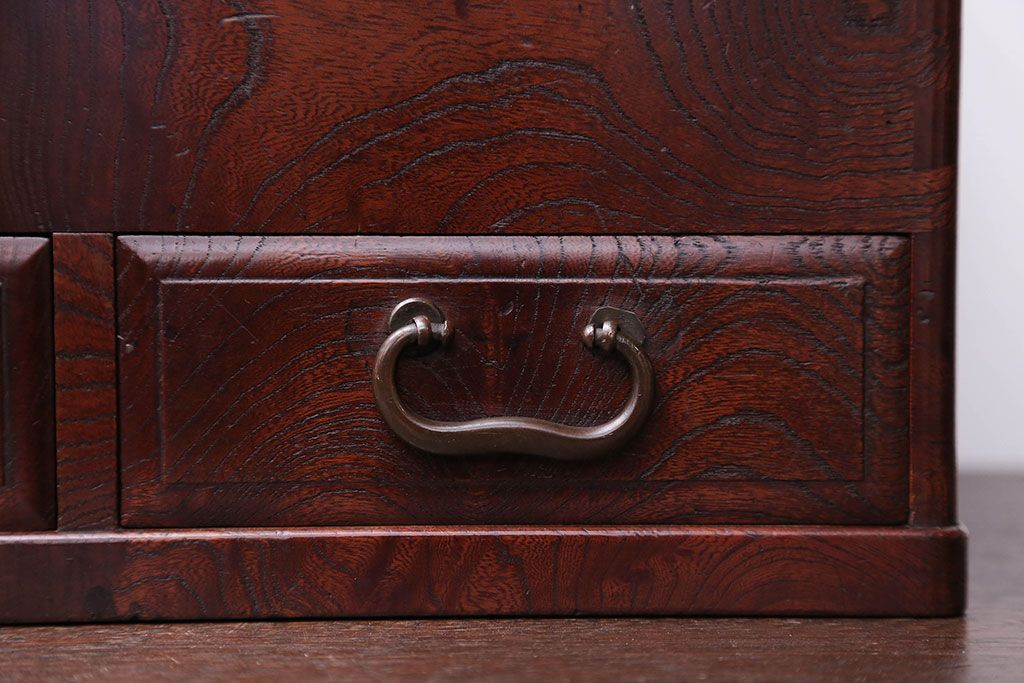 古民具・骨董　とても小さな総欅材のアンティーク火鉢