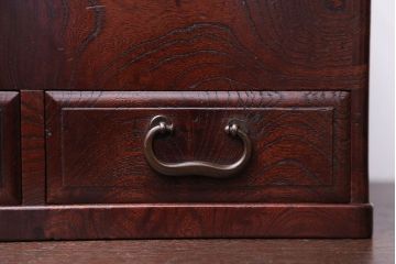 古民具・骨董　とても小さな総欅材のアンティーク火鉢