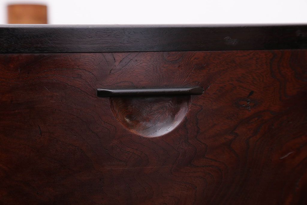 古民具・骨董　とても小さな総欅材のアンティーク火鉢