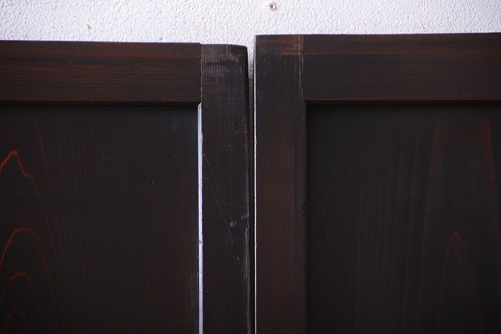 和製アンティーク　モダンな色ガラス入り帯戸2枚セット(1)(ガラス帯戸)