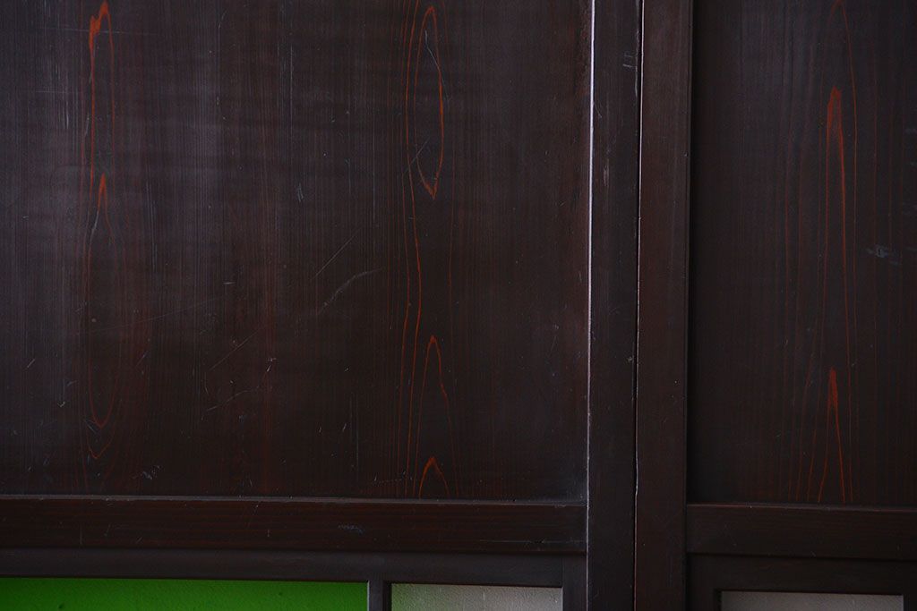 和製アンティーク　モダンな色ガラス入り帯戸2枚セット(1)(ガラス帯戸)