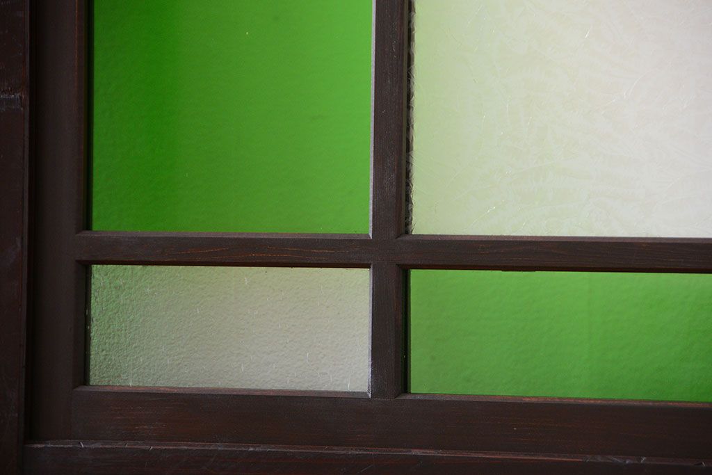 和製アンティーク　モダンな色ガラス入り帯戸2枚セット(1)(ガラス帯戸)