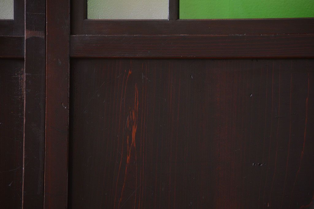 和製アンティーク　モダンな色ガラス入り帯戸2枚セット(1)(ガラス帯戸)