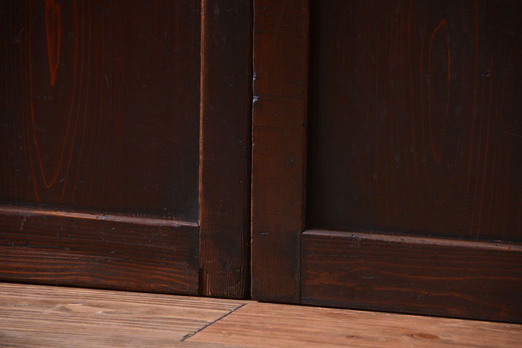 和製アンティーク　モダンな色ガラス入り帯戸2枚セット(1)(ガラス帯戸)