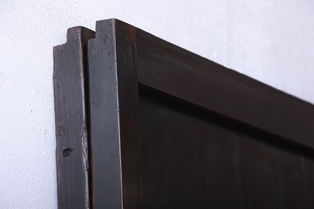 和製アンティーク　モダンな色ガラス入り帯戸2枚セット(1)(ガラス帯戸)