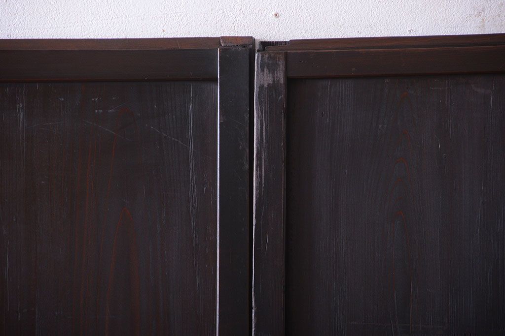 和製アンティーク　モダンな色ガラス入り帯戸2枚セット(1)(ガラス帯戸)