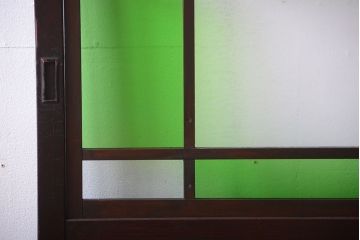 和製アンティーク　モダンな色ガラス入り帯戸2枚セット(1)(ガラス帯戸)