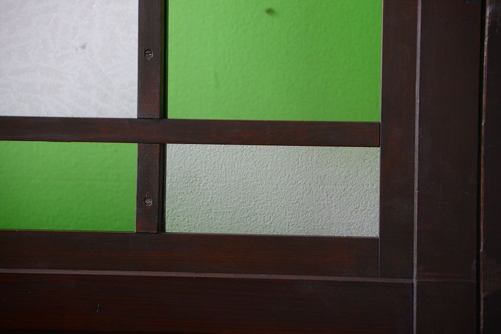 和製アンティーク　モダンな色ガラス入り帯戸2枚セット(1)(ガラス帯戸)