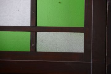 和製アンティーク　モダンな色ガラス入り帯戸2枚セット(1)(ガラス帯戸)