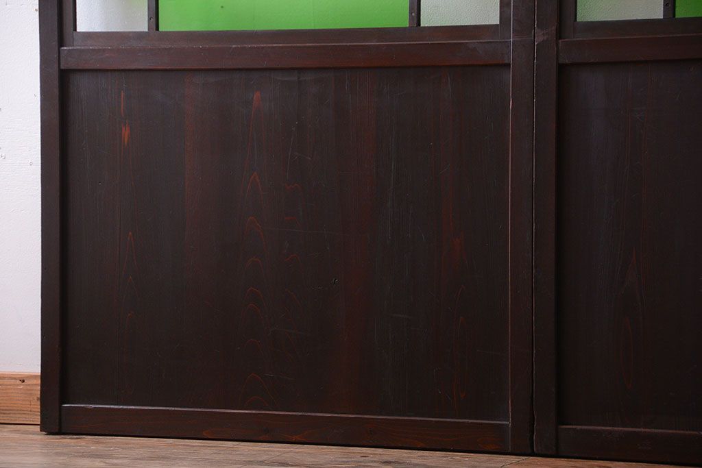 和製アンティーク　モダンな色ガラス入り帯戸2枚セット(1)(ガラス帯戸)