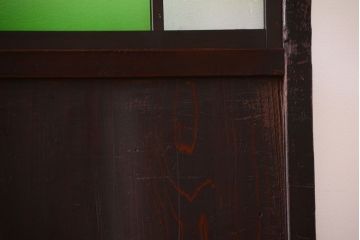 和製アンティーク　モダンな色ガラス入り帯戸2枚セット(1)(ガラス帯戸)