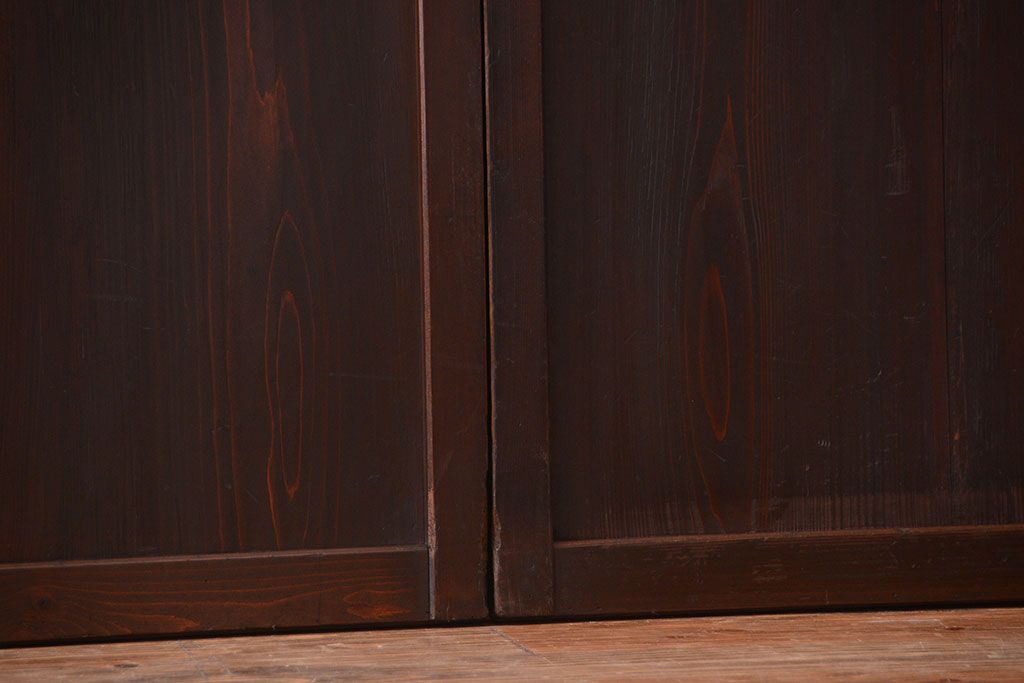 和製アンティーク　モダンな色ガラス入り帯戸2枚セット(1)(ガラス帯戸)