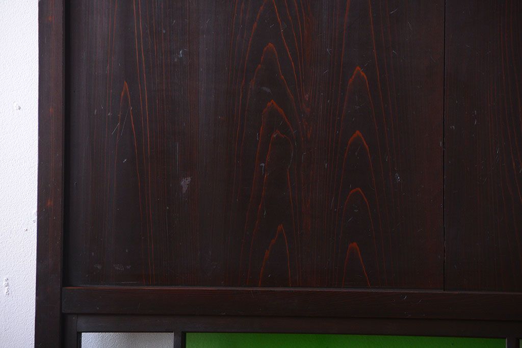 和製アンティーク　モダンな色ガラス入り帯戸2枚セット(2)(ガラス帯戸)