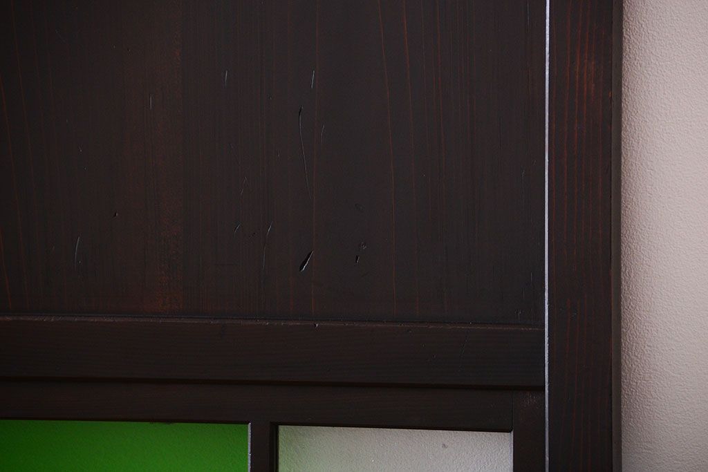 和製アンティーク　モダンな色ガラス入り帯戸2枚セット(2)(ガラス帯戸)