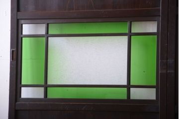 和製アンティーク　モダンな色ガラス入り帯戸2枚セット(2)(ガラス帯戸)