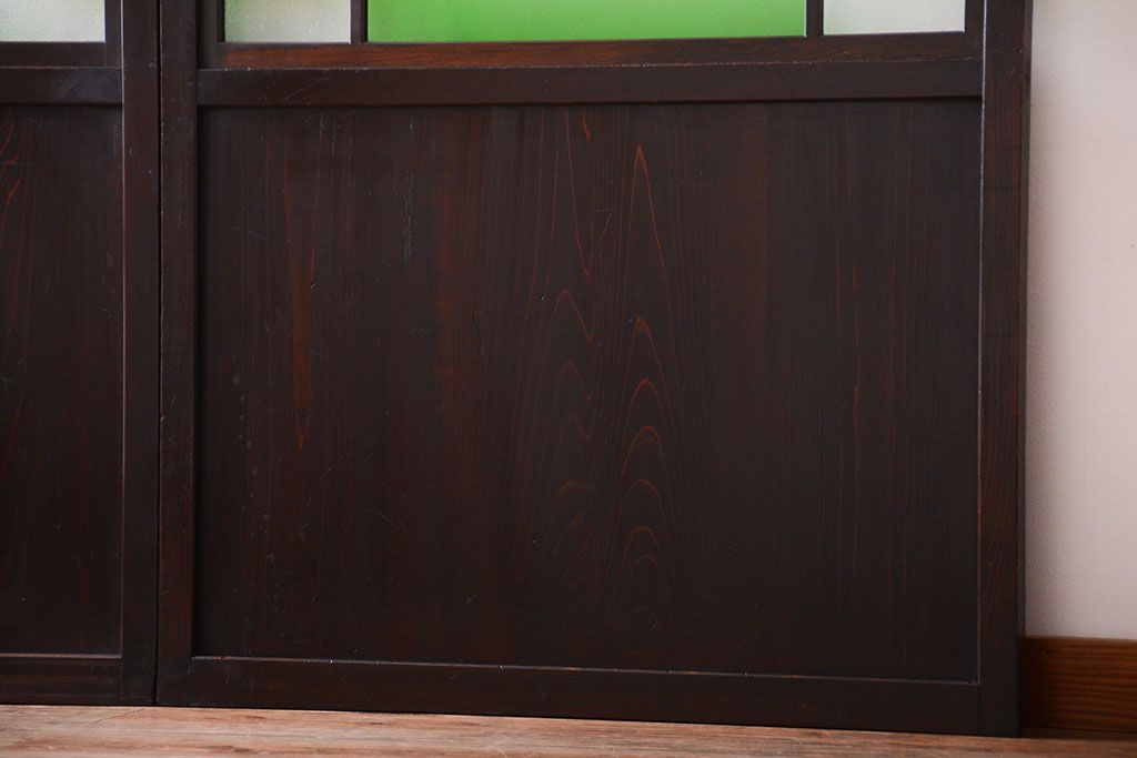 和製アンティーク　モダンな色ガラス入り帯戸2枚セット(2)(ガラス帯戸)