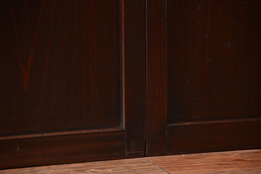 和製アンティーク　モダンな色ガラス入り帯戸2枚セット(2)(ガラス帯戸)