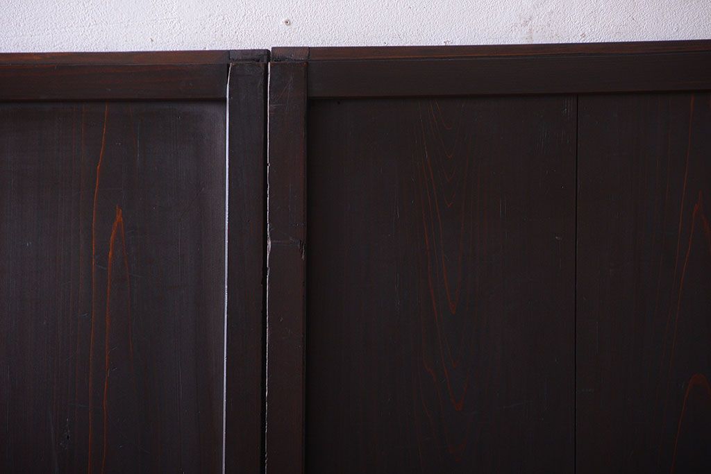 和製アンティーク　モダンな色ガラス入り帯戸2枚セット(2)(ガラス帯戸)