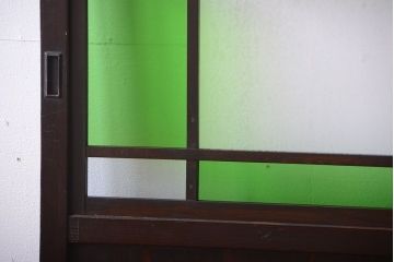 和製アンティーク　モダンな色ガラス入り帯戸2枚セット(2)(ガラス帯戸)