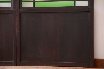 和製アンティーク　モダンな色ガラス入り帯戸2枚セット(2)(ガラス帯戸)