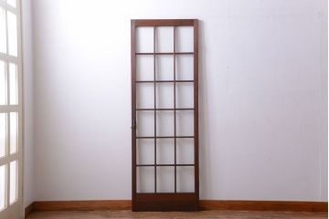 和製アンティーク　モールガラス入り!レトロな格子ドア