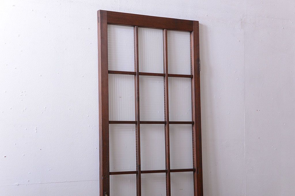 和製アンティーク　モールガラス入り!レトロな格子ドア