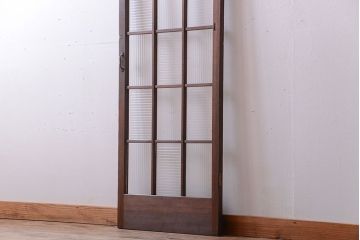 和製アンティーク　モールガラス入り!レトロな格子ドア