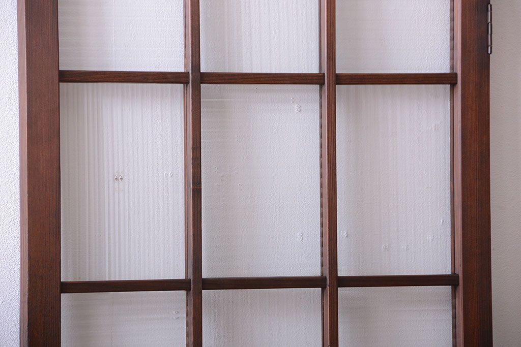 和製アンティーク　モールガラス入り!レトロな格子ドア