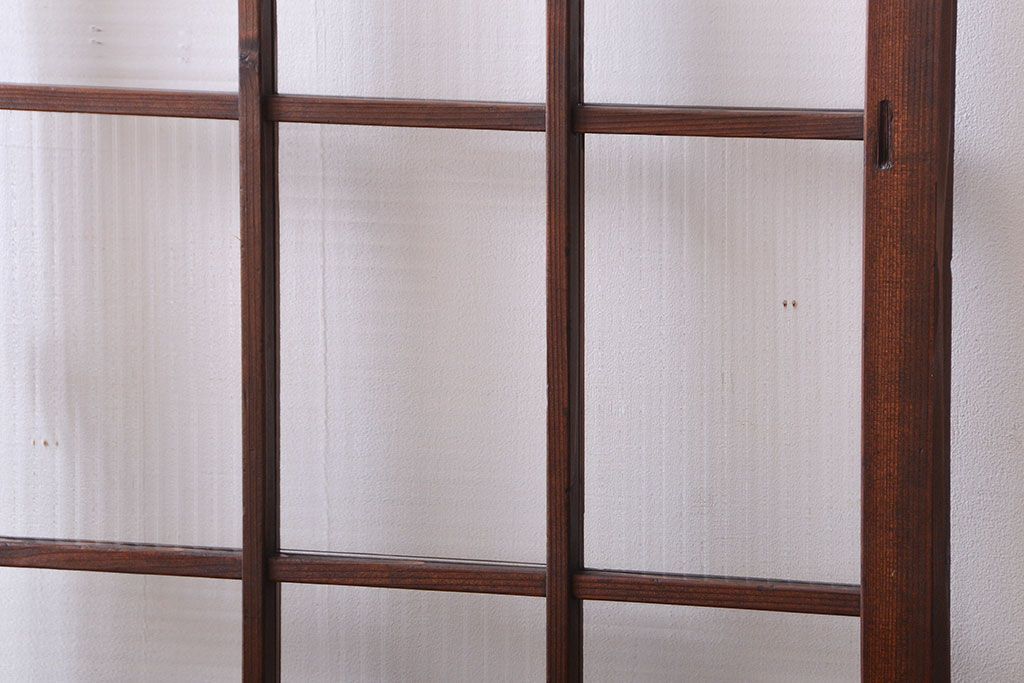 和製アンティーク　モールガラス入り!レトロな格子ドア