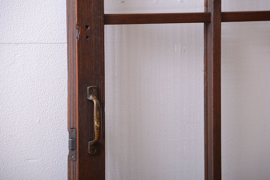 和製アンティーク　モールガラス入り!レトロな格子ドア