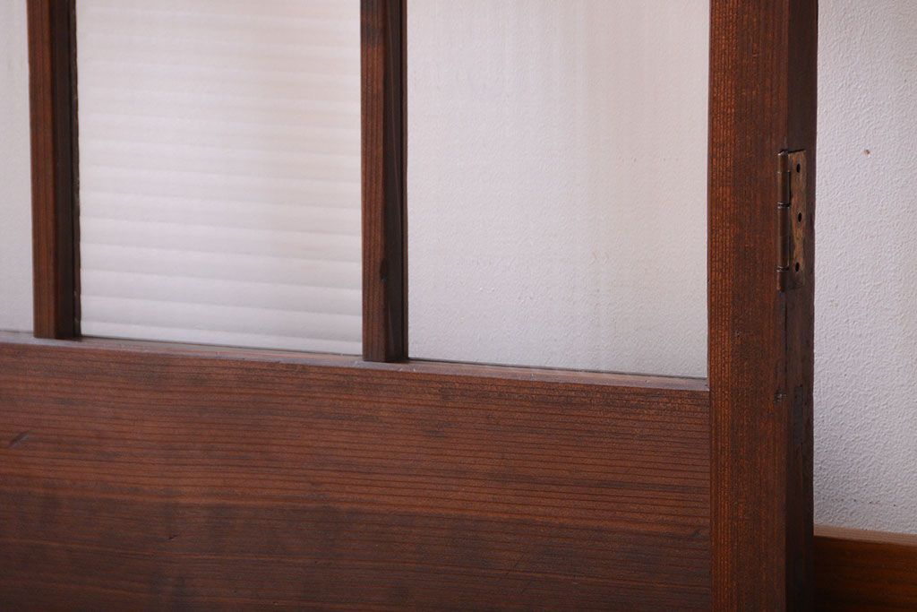 和製アンティーク　モールガラス入り!レトロな格子ドア