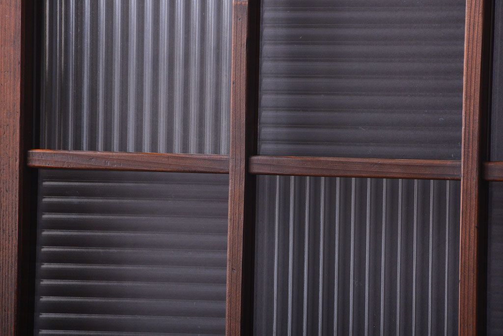 和製アンティーク　モールガラス入り!レトロな格子ドア