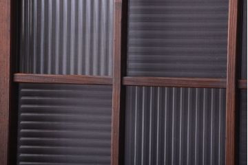 和製アンティーク　モールガラス入り!レトロな格子ドア