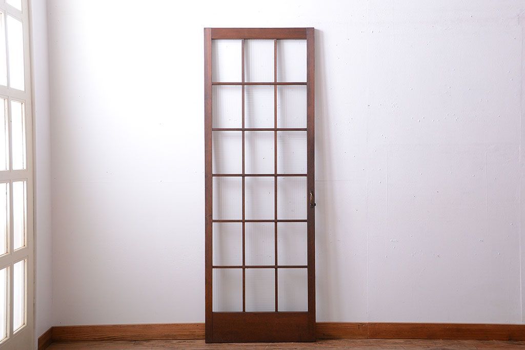 和製アンティーク　モールガラス入り!レトロな格子ドア