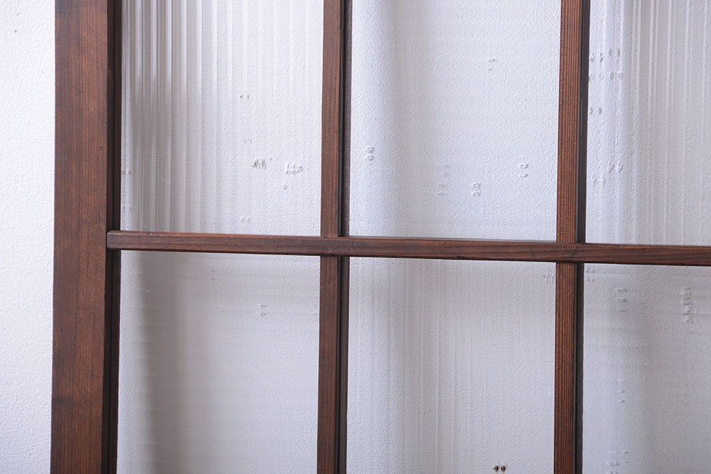 和製アンティーク　モールガラス入り!レトロな格子ドア