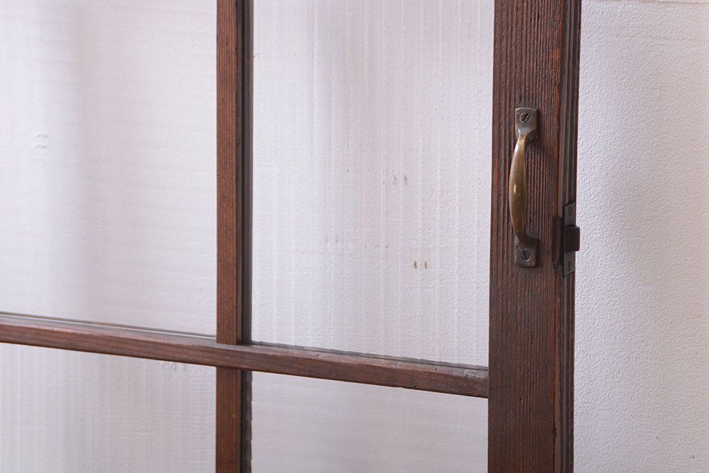 和製アンティーク　モールガラス入り!レトロな格子ドア
