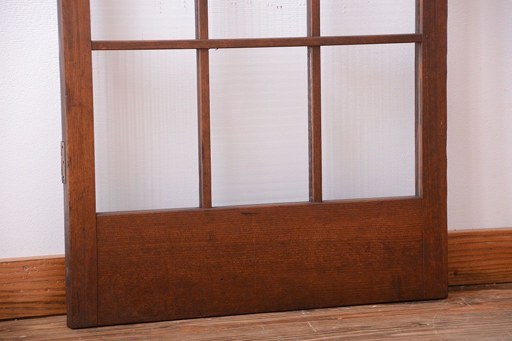 和製アンティーク　モールガラス入り!レトロな格子ドア