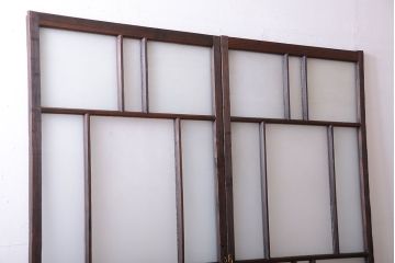 古民具・骨董　古い木が味わい深いガラス戸2枚セット(1)